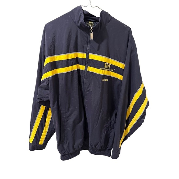 Medium Jackets & Coats Us Navy Windbreaker Jacket Blue And Yellow